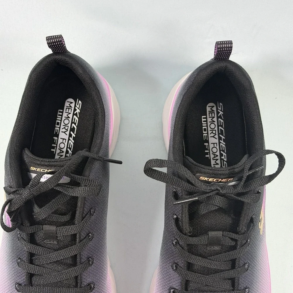 Skechers Womens Size-11 Fashion Fit Build Up Black Pink Lite Weight Sneakers New